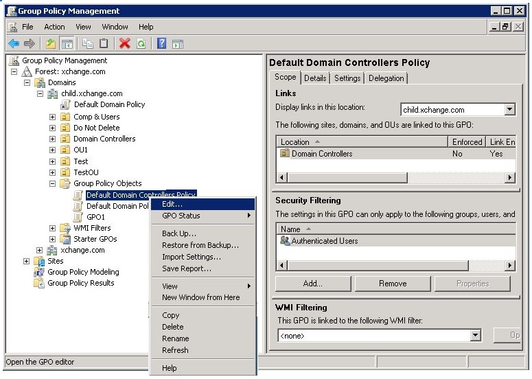 Configuring Domain Controller Policy