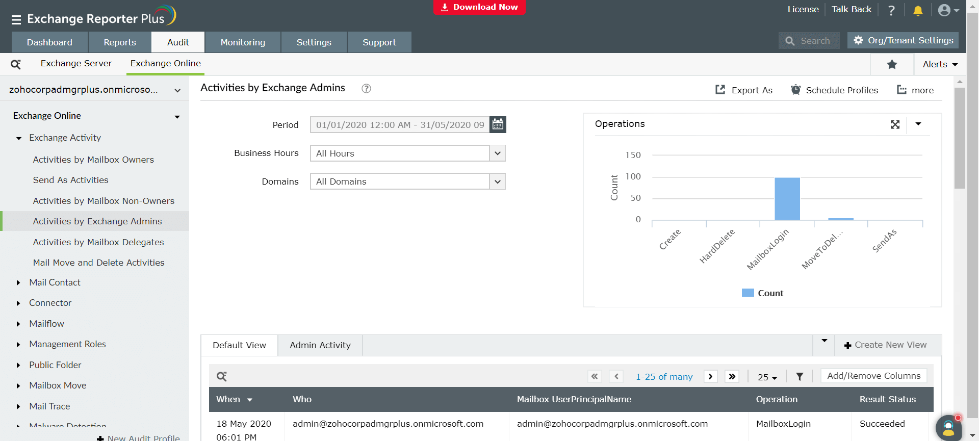 default-view-of-exchange-online-reports