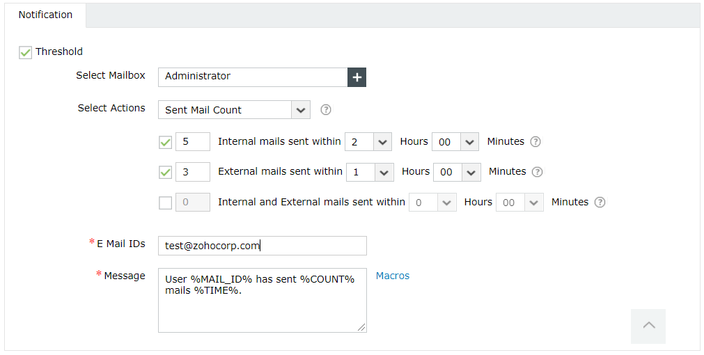 Threshold values for Exchange email traffic