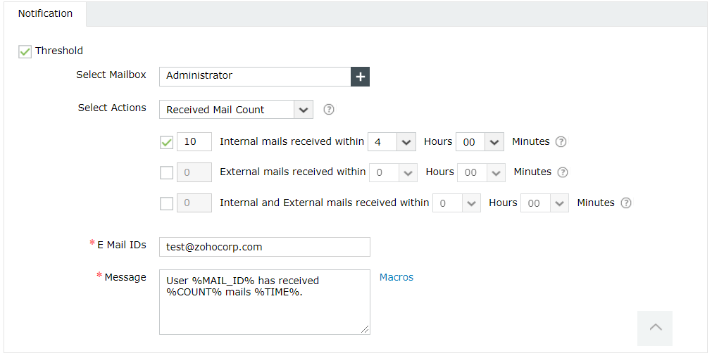 Threshold values for Exchange email traffic