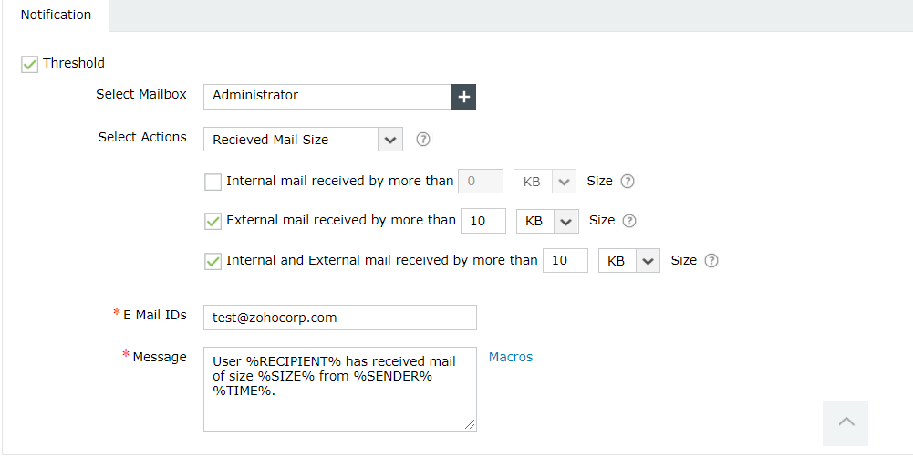 Threshold values for Exchange email traffic